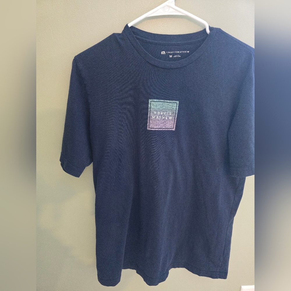 Travis Mathew Navy Short-Sleeve Tee with Gradient Square Logo